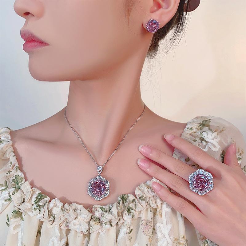 Schmuck Kupferboden Vergoldet Millennial-Schliff Trockenrose Temperament Leichter Luxus Anzug Damen 16-12M