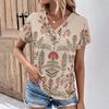 vintage women floral print t shirt short sleeve v neck tops comfortable t-shirts