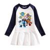 Korean Style Baby Girl Cartoon Ruffle Dress - Long Sleeve Elegant Mesh Pleated Skirt