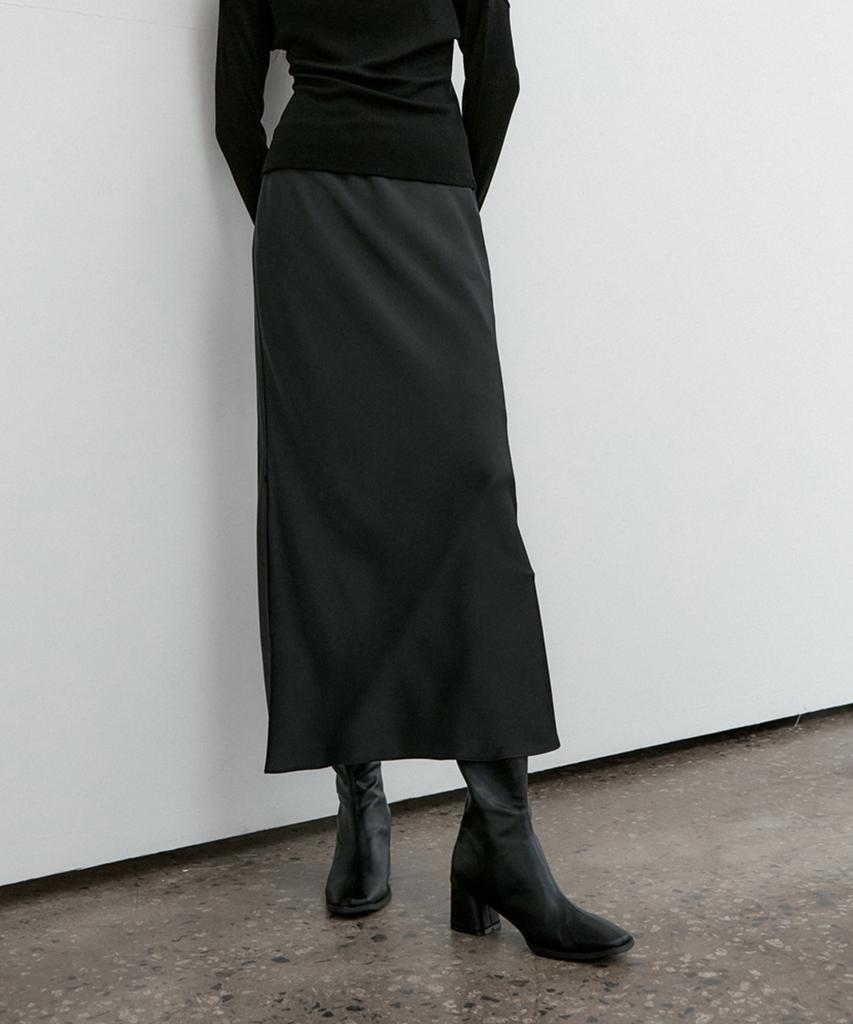 Otte Reve Satin Long Slit Skirts_2Color