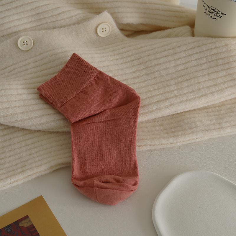 

Socks Short Socks Season High Cotton Content Medium Socks Macaron Solid Color Low-Top Socks Small Fresh One size brick червоний колір