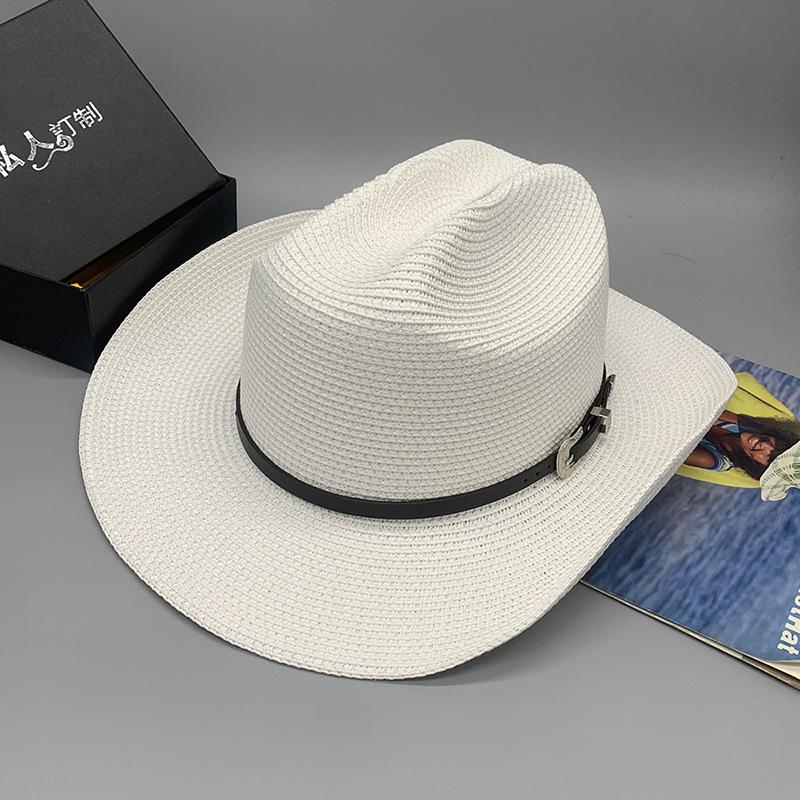 Spring And Summer Men'S Sunscreen Cowboy Hats, Holiday Style Straw Hats, Foldable Straw Hats For Children