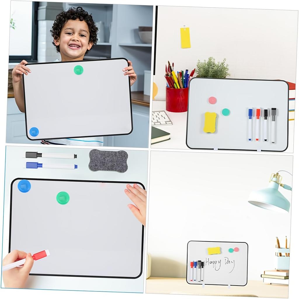 Small Dry Erase Board ,Double-Sided Whiteboard Stand,Magnetic Mini Dry Erase Board Comes with 3 Markers,2 Magnets and 1 Eraser