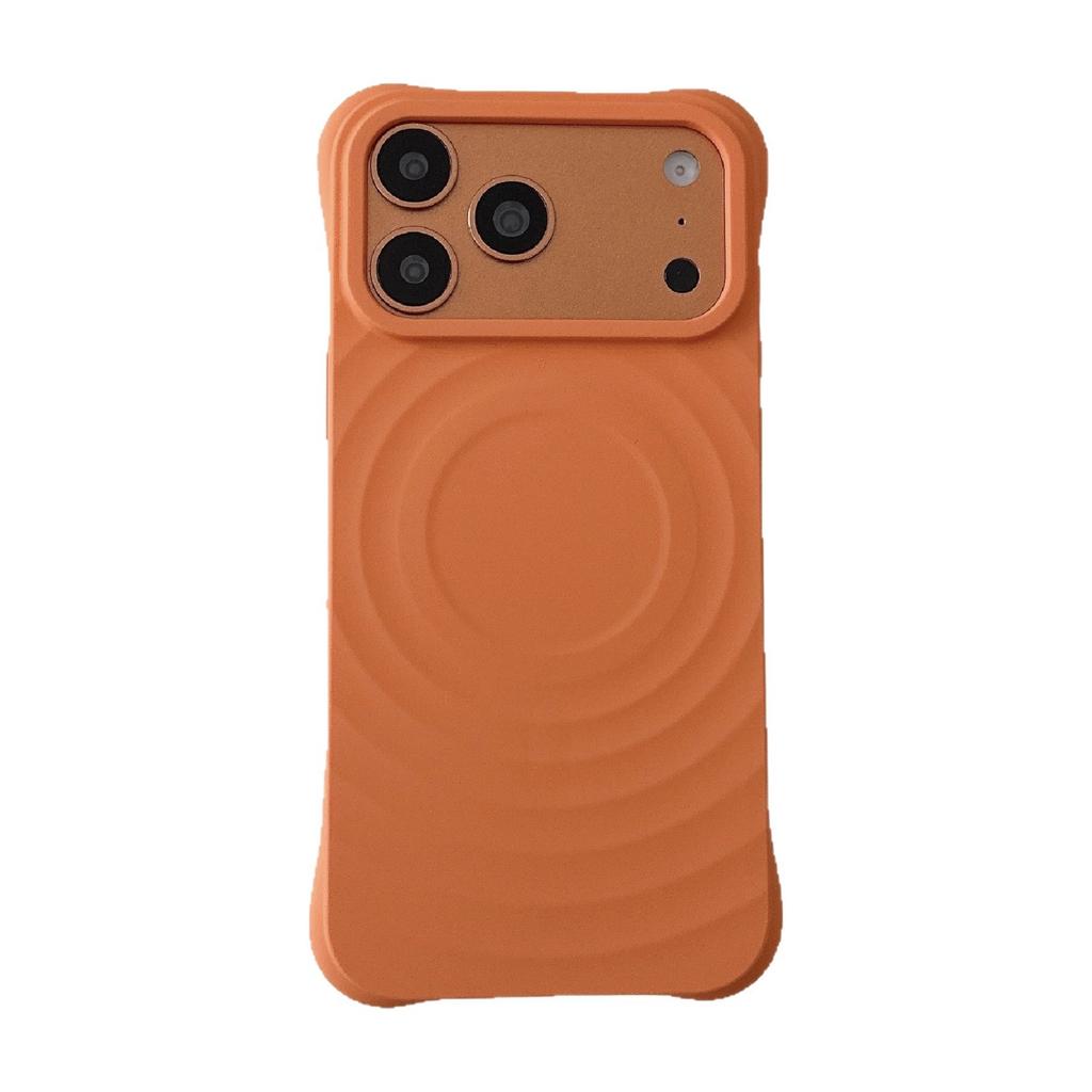 Four-corner anti-drop ripple silicone magnetic case, suitable for iPhone17PRO/official imitation silicone large hole 16PRO case