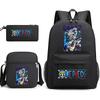 One Piece Luffy Anime Print Student Backpack Set 3 In 1 School Bag for Boys Girls with Pencil Case Tote Shoulder Bag