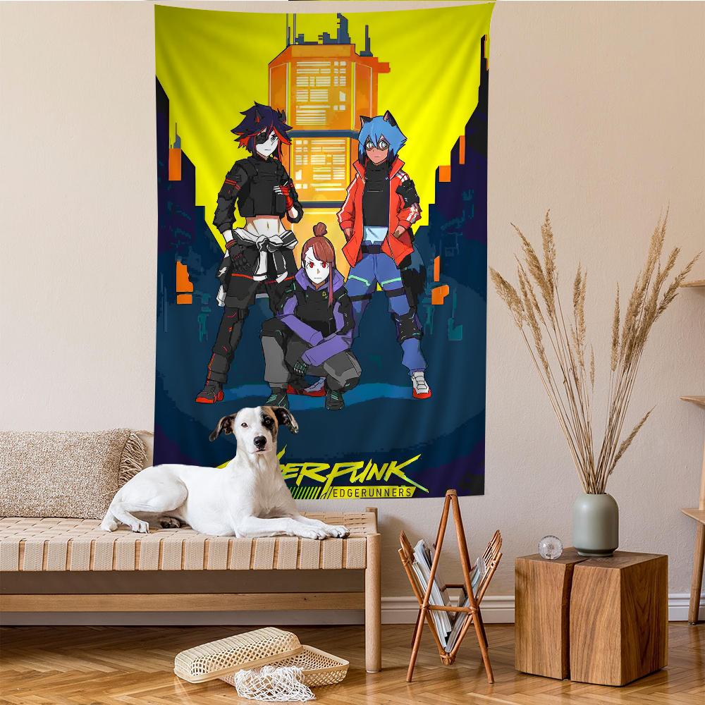 Anime CCyberpunk EEdgerunners Colorful Tapestry Wall Hanging Bohemian Wall Tapestries Mandala Wall Art Decor