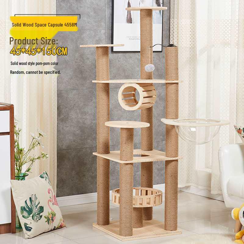 Multifunctional Rattan Cat Tree with Sisal Posts, Velvet Mats, Climbing Platform, Scratch Boards, and Cozy Nest for All Seasons