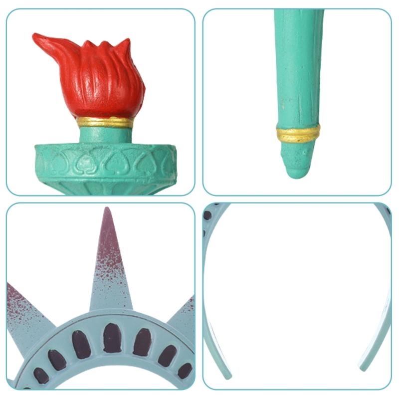 Statue of Liberty Torch Headband Novelty Hairhoop for Carnivals Party and Independence Day Cosplay Costume Accessories