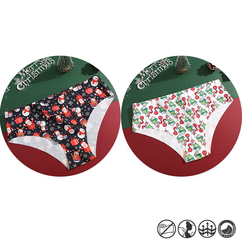 FINETOO 2 Teile/satz Weihnachten Schneeflocke Santa Claus Höschen Sexy Atmungsaktive frauen Unterwäsche Niedrigen Taille Tanga Frohe Weihnachten Höschen