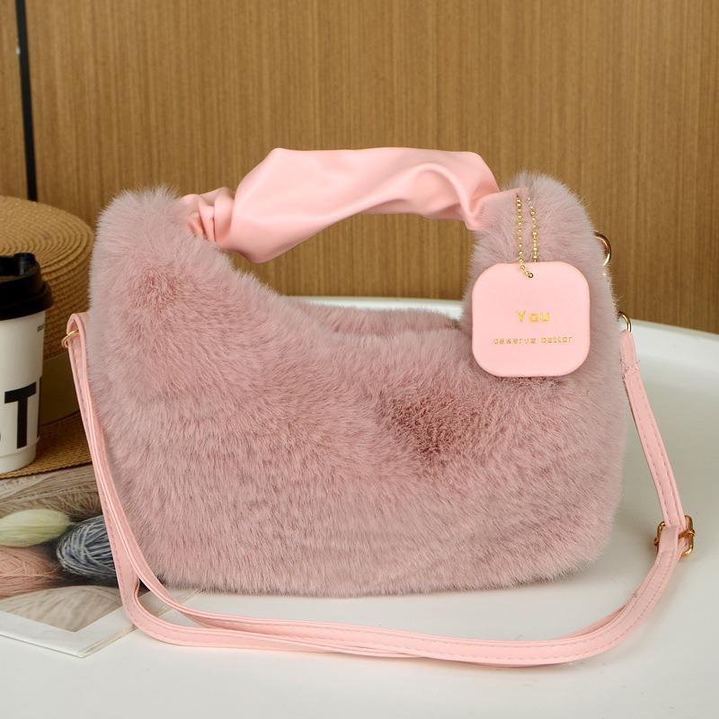 Fashionable Plush Messenger Bag Imitation Fur Women's Bag Autumn and Winter Retro Handbag Lady Plush Handbag Party 2024