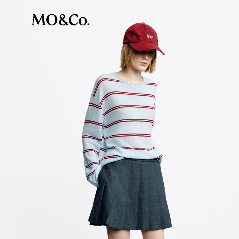 MO&Co. Contrast Striped Crewneck Knit Sweater
