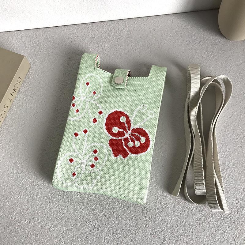 Мини-вязаная сумка для мобильного телефона с нишевым дизайном, симпатичная мультяшная универсальная портативная сумка через плечо для женщин 15*24cm