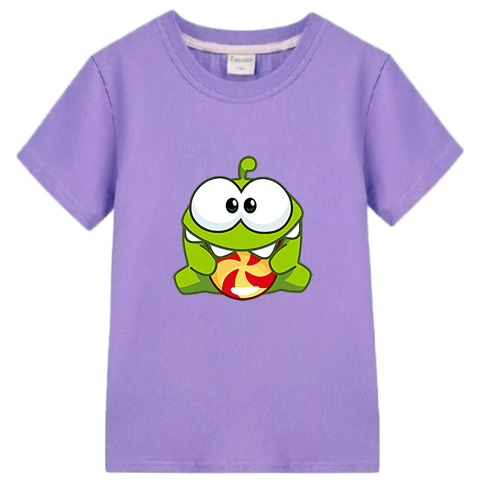 Dětská kreslená trička The Rope Om Nom Žába Potisk Dětská trička Oblečení pro kluky Letní tričko s krátkým rukávem Oblečení pro holky