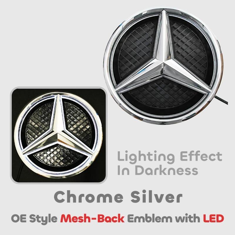 Přední mřížka Hvězda Logo 3D Zrcadlový Znak S LED Osvětlením Chrom Stříbrná Lesklá Matná Černá Pro Mercedes Benz E-Class W213 16-20