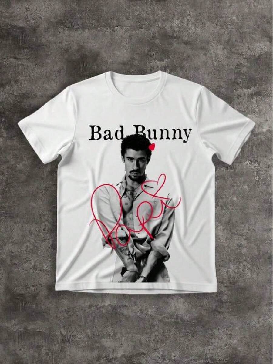 

Graphic-Shirt Cotton Tees Size PlusBad Tee Bunny Red Heart Signature Portrait Graphic Tee Men s 5XL різнокольоровий