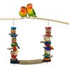 Parrot Cage Toy Colorful Wood Bite Resistant Birds Chewing Toys Rope Wear Resistant Bird Swing Pet Supplies
