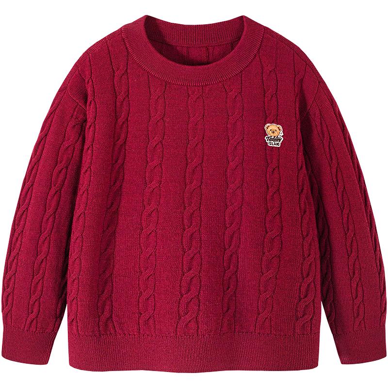 Minibala Teddy Bear Kids Washable Wool Sweater 140