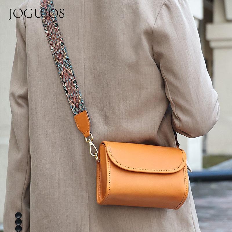 JOGUJOS women's leather messenger bag niche design vegetable tanned leather casual versatile shoulder messenger bag