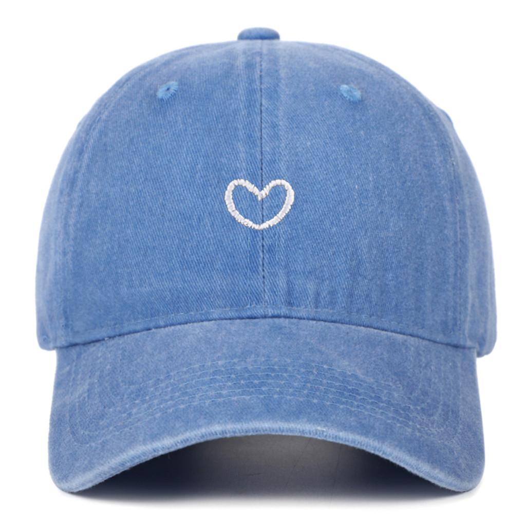 Embroidered Heart Cotton Baseball Cap With Curved Brim For Casual Outdoor Wear