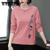 WTEMPO Women's Spring Summer Loose Cotton Round Collar Tops Shirts Female Long Sleeve Large Size Printed Casual Blouses