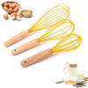 Baking Wooden Handle Heat Resistant Cream Stirring Silicone Whisk Mixer Blender Egg Beater Frother