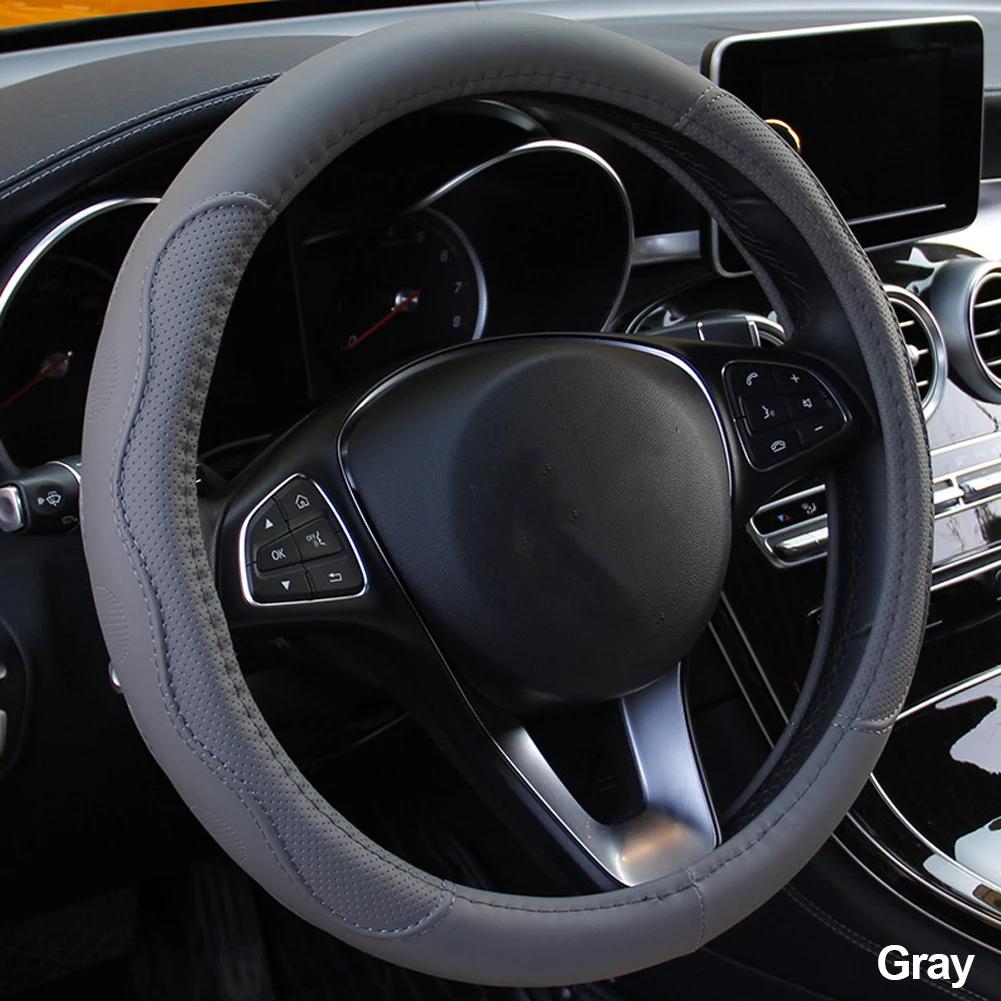 38cm Universal Steering Wheel Cover Soft Artificial Leather Braid Steering Wheel Cover Sport Styling Cover Interior Accessories