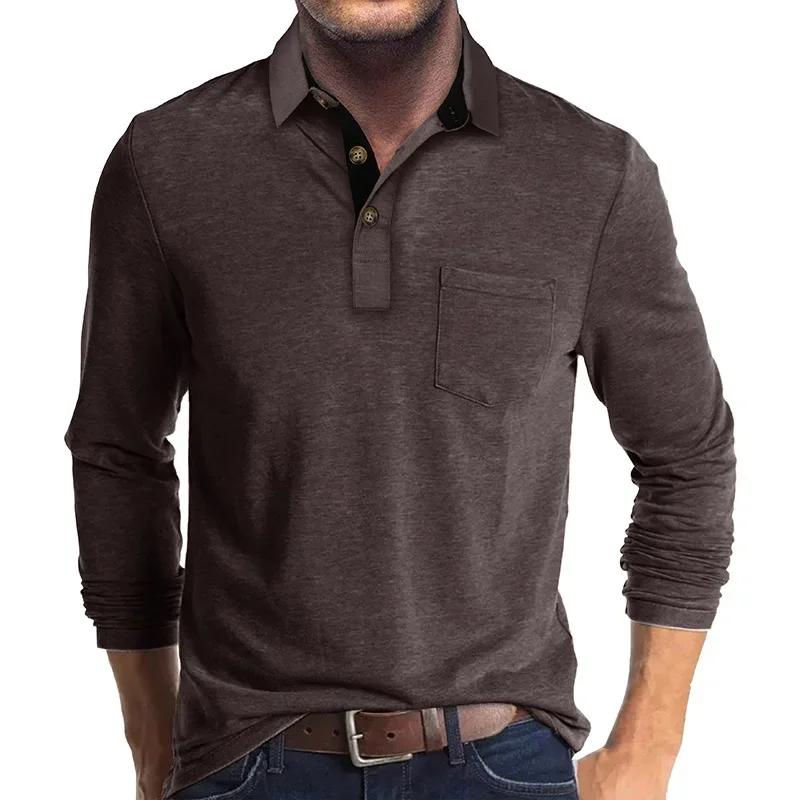 Autumn Men'S Polo Shirt Lapel Pocket T-Shirt Mens Business Casual Long Sleeve Tshirt Tees