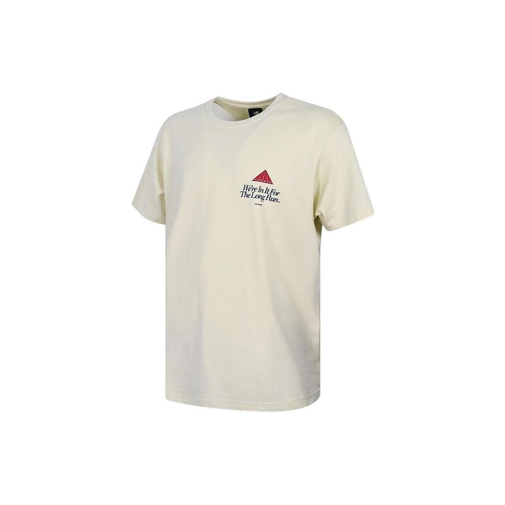 New Balance ANB T Shirts Men's Ecru Crew Neck Moderate Straight Fit AMT22375-CIW