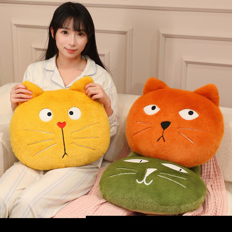 Cartoon Large Face Cat Cushion With Thick Filling For Office And Home Seating Comfort
