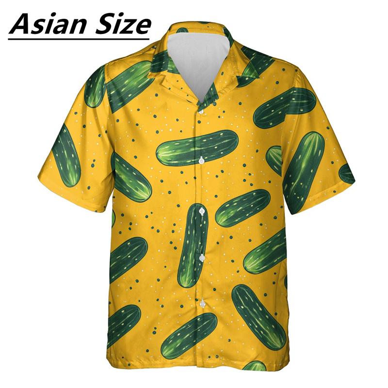 Lustiges Essiggurken-Muster Hemden Sommer Mode Kurzarm Persönlichkeit 3D Gedruckte Bluse Locker Streetwear Harajuku Hemd