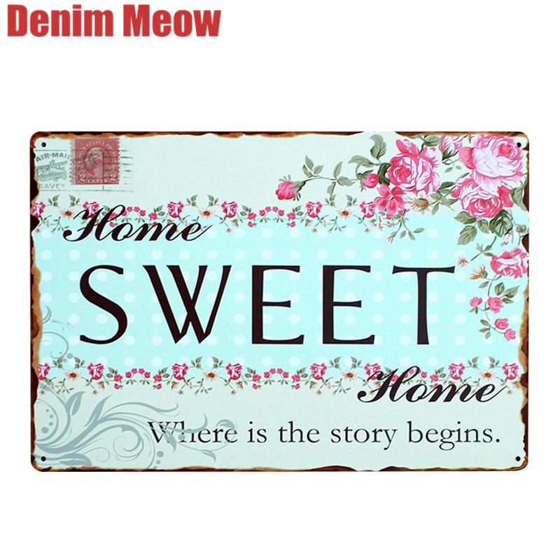 Lovely Flower WELCOME To My Home Iron Metal Poster Tin Sign Plate Wall Decoration Vintage Art Painting Family Rule Plaque A392
