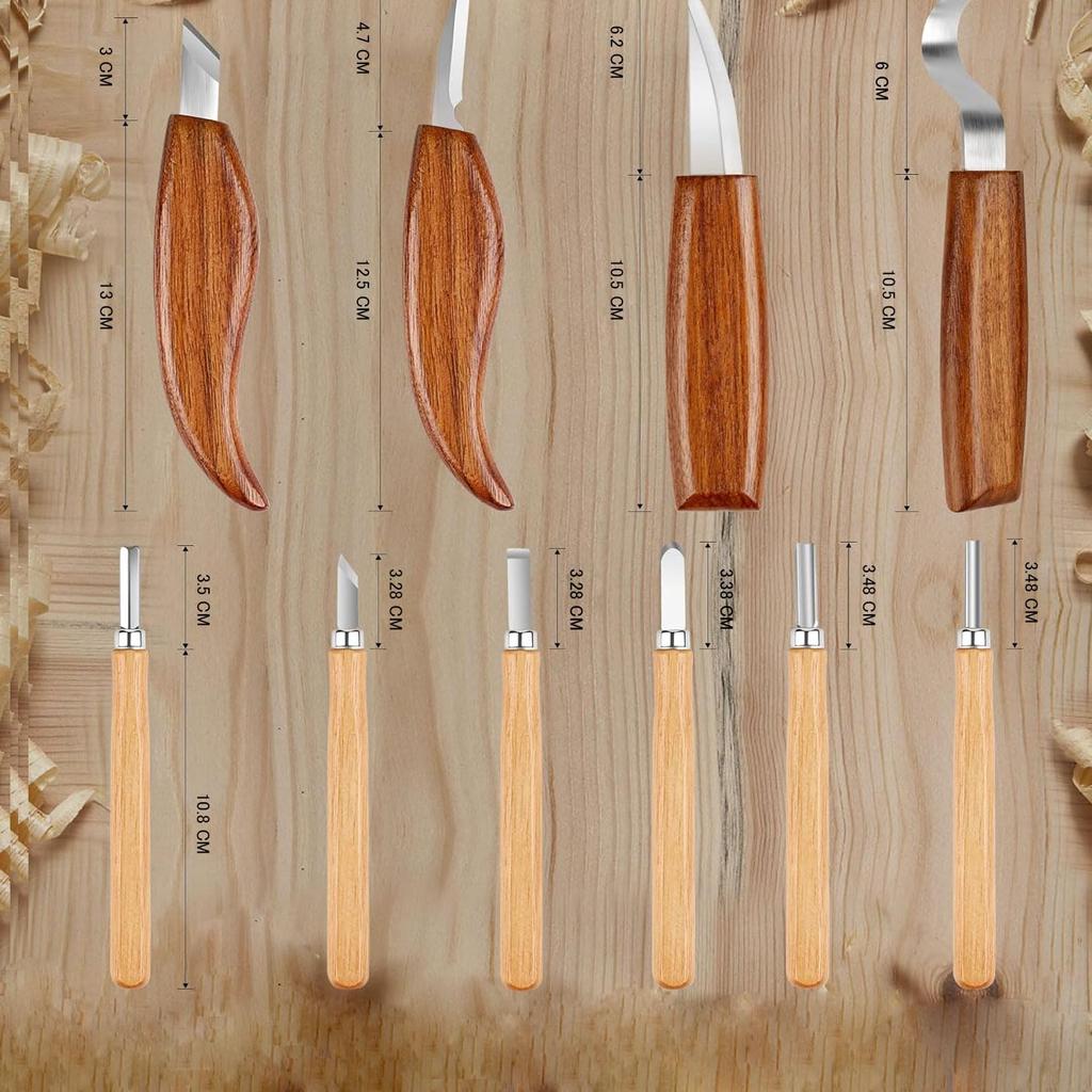 Wood Carving Knife DIY Tool Kit with Storage Traditional Woodworking and Gloves 26-Piece Set, Beginner's Bag, Crafts, Knives,