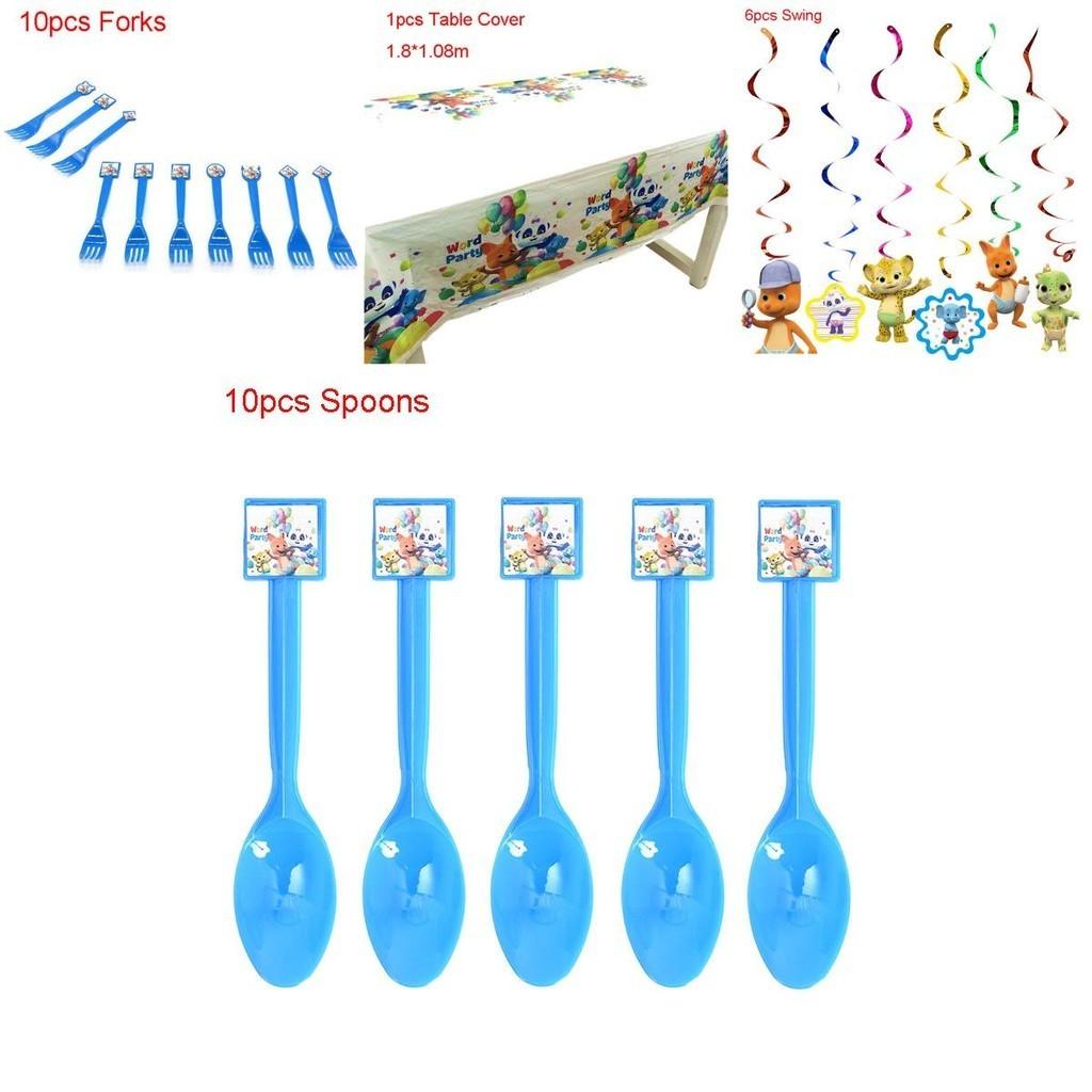 Complete Word Party Themed Party Supplies For Fun Kids Birthday Celebrations Including Plates Cups And Cake Toppers