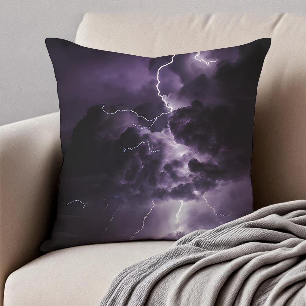 night lLightning Cushion Cover Pillowcase Antidustmite Invisible Zipper Short Plush Sofa Cushion