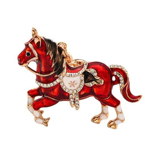 Keychain Pendant Sparkling Rhinestones Horse Design Decorative Key Ring Doors Backpacks Handbags Key Finder