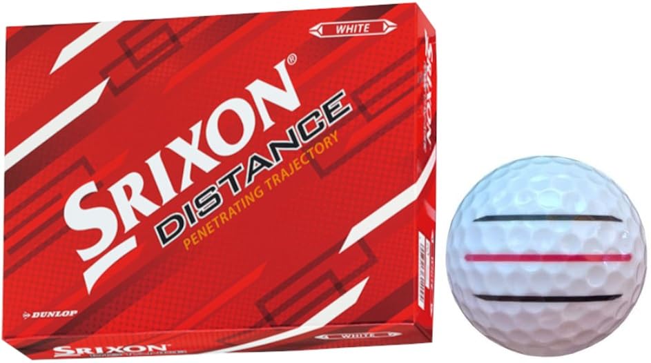Dunlop Golf Ball SRIXON DISTANCE Distance 2022 Model with Lines 1 [Hapiraki_Golf Line] (White Dozen_3 Lines)