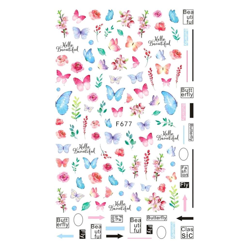  Pattern Butterfly Watercolor Theme Self Adhesive Decorative  Sticker