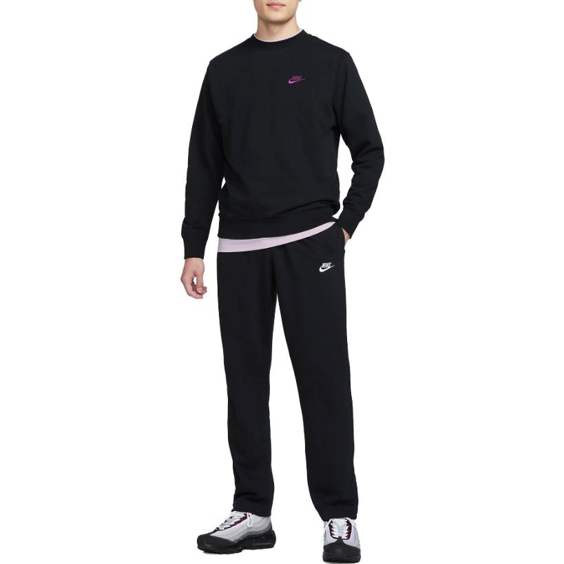 Nike Crew Neck Pullover Letter Print Sweatshirt Men Tops Black FN8515-010