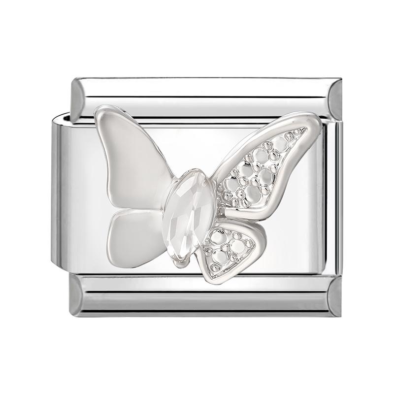 New Shiny Zircon Heart Butterfly Flower Star Bow Italian Charm Links Fit 9MM Stainless Steel Bracelet Girls' DIY Making Gift