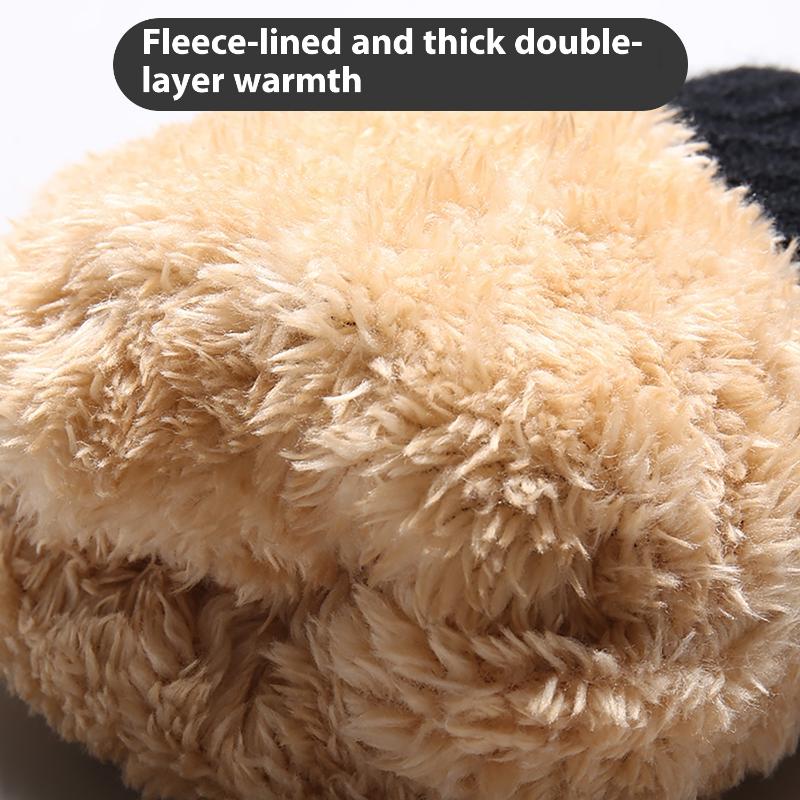 Knitted Gloves Men's and Women's Winter Double-layer Velvet Thickened Outdoor Cycling Warm Solid Color Touch Screen Gloves