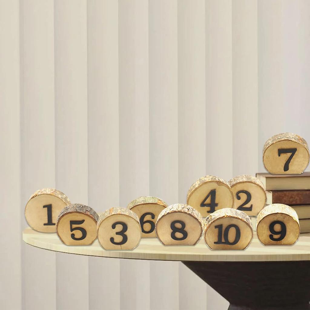 Andoer Wedding Table Number, 1-10 Wooden Table Number Rustic Party Wedding Decoration Number Blocks Professional Table Numbers For Wedding Reception