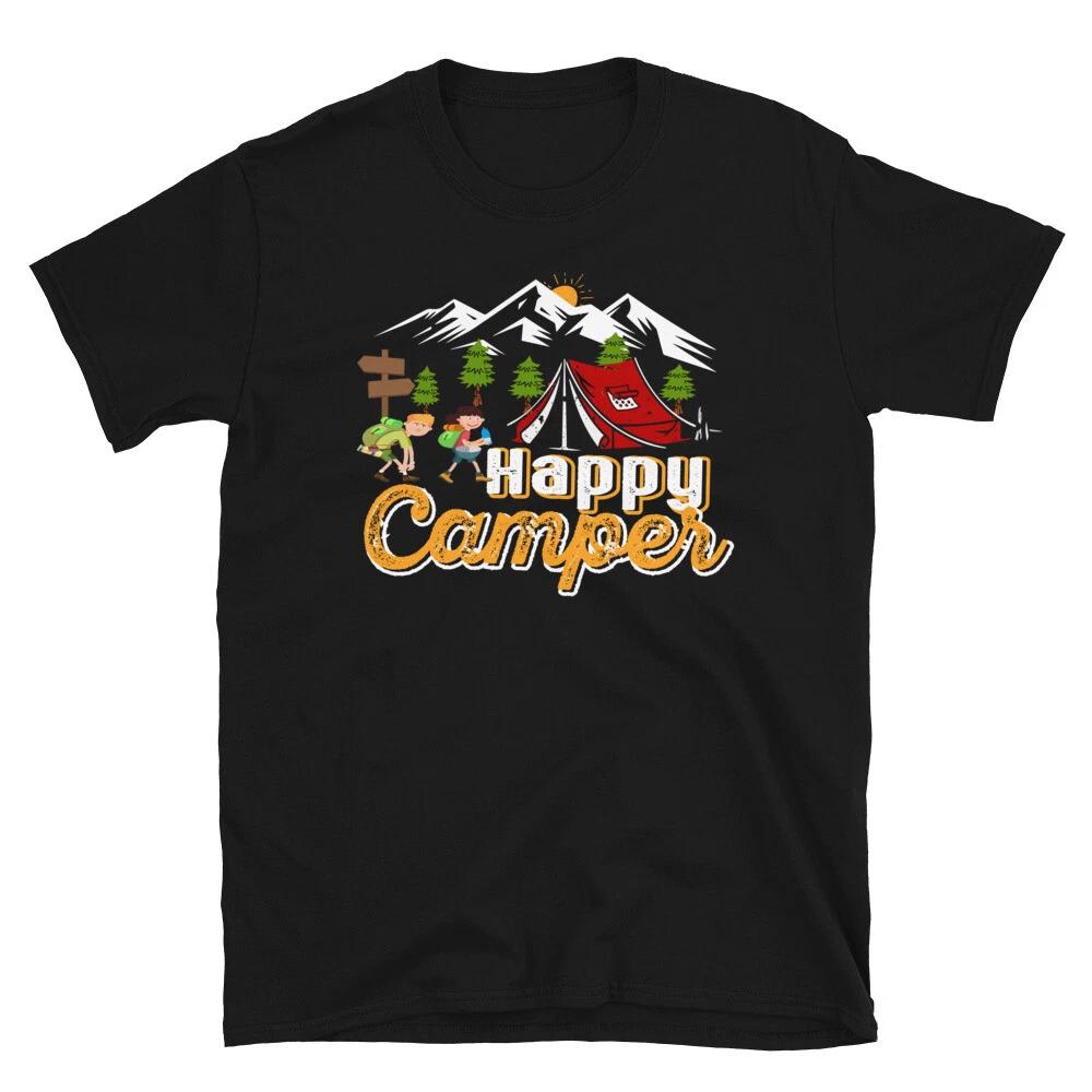 Happy Tent Camper Vintage Design Camping Novelty T-Shirt 2XL