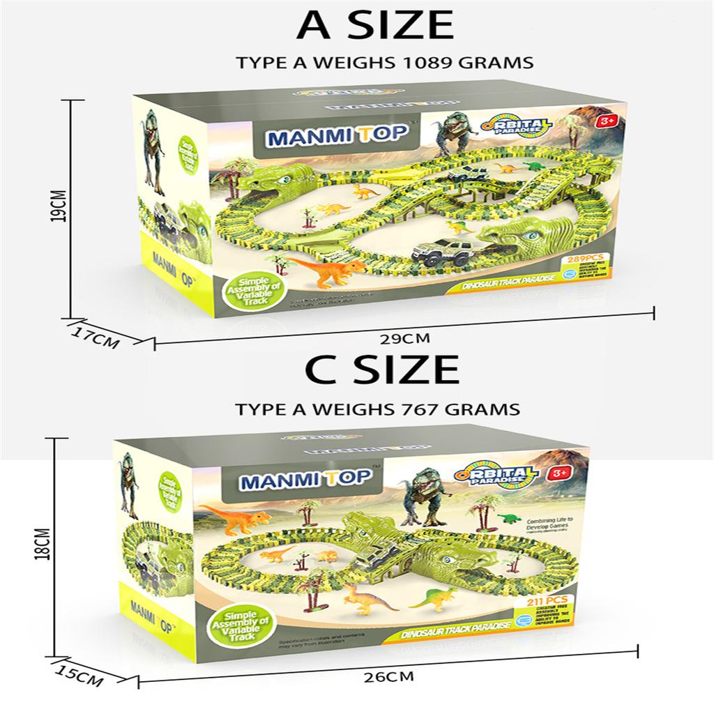 Dinosaur Race Track Set Rail Car Toys Assembly Bend Flex Racing Track Led Electronic Flash Light Car Toys for Children Years Gift