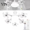 E27 Socket Fan 3/4/5 Blade Ceiling with Light & Remote Control, 2-in-1 Silent LED Drone Compact Ventilation Lamp Foldable Blades, 3-Speed Dimmable for
