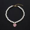 Luxury Pearl Pet Collar Pet Cat Dog Collar Love Pendant Pet Supplies Love Crystal Collars Kitten Collars Cat Necklace