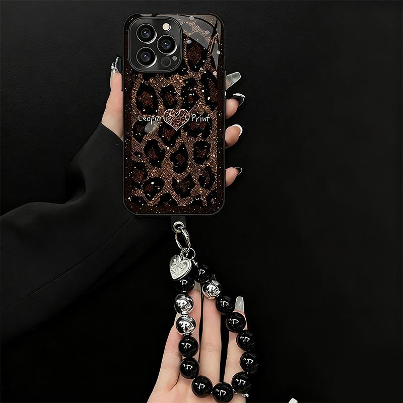 Leopard print love is suitable for Apple 17promax personalized new mobile phone case mirror creativity