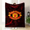 Manchester United Logo Red Swirl Design Flannel Blanket for Bedroom, Living Room, Sofa, and Nap