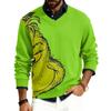 Men's V-neck Long Sleeve Ribbed Knit Pullover