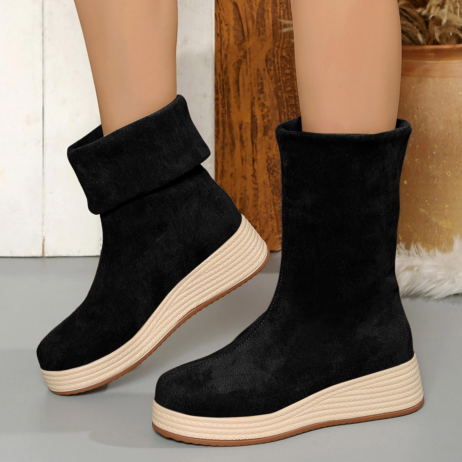 

Women s Comfortable Suede Knee High Boots With Thick Soles And Round Toes Stylish Casual Shoes Women Flat Sandals Casual Shoes 36