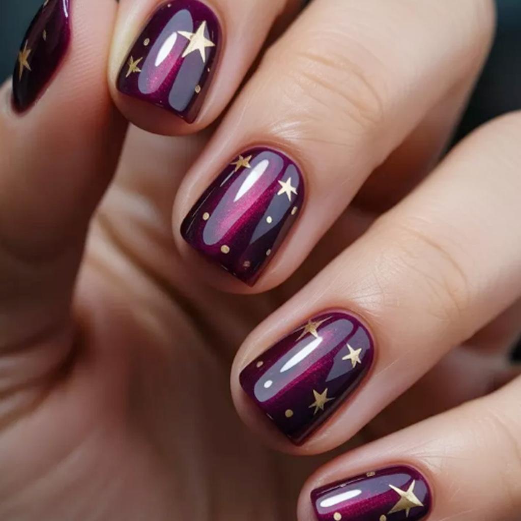 24 Pcs Short Square Full Cover Gradient Shiny Powder False Nails Detachable Finished Press On Fake Nails